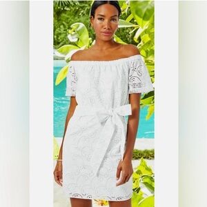 Lilly Pulitzer
Shanelle Resort White Swirl Eyelet Off
Shoulder Dress NWT Size XL